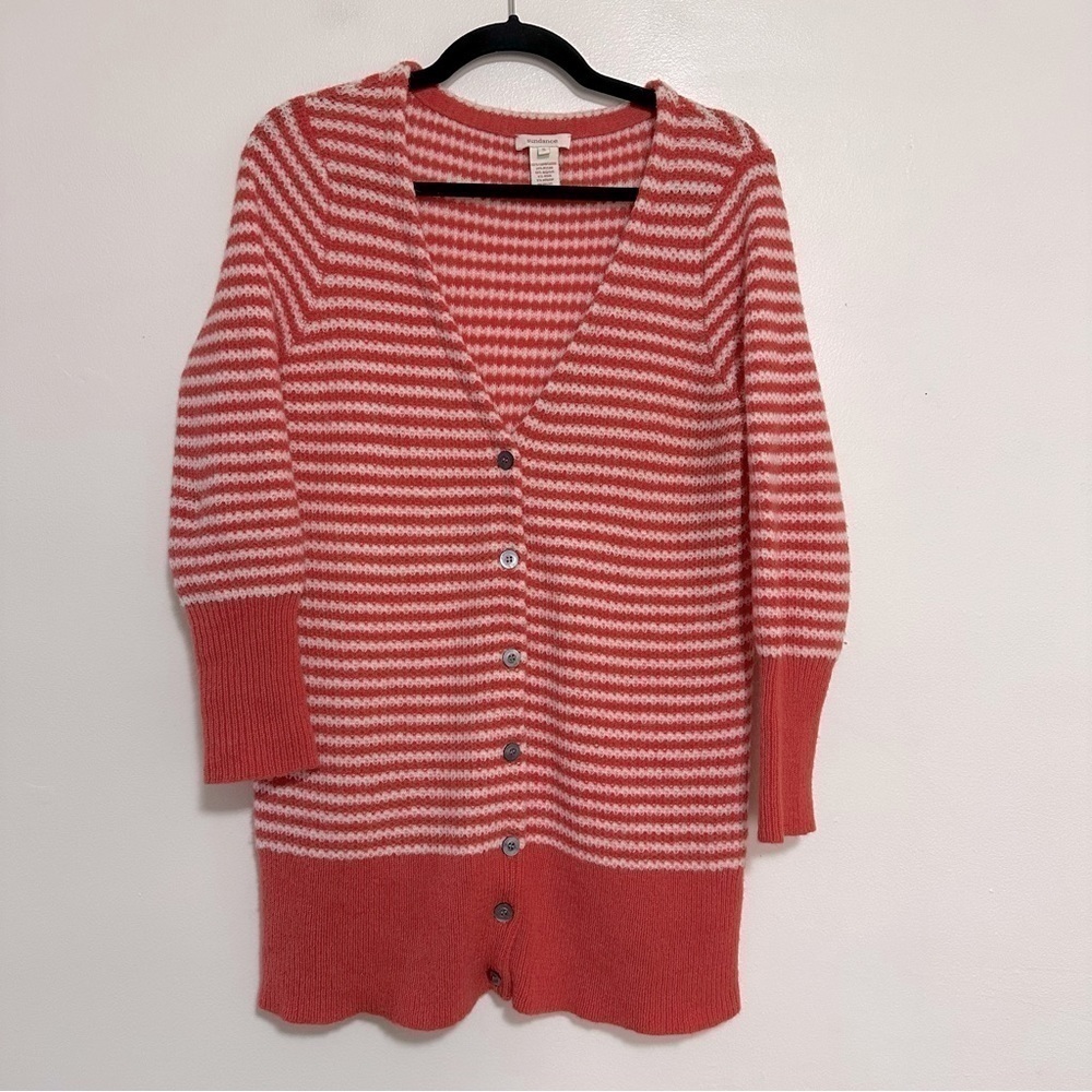 Sundance Lambswool Blend Striped Longline Cardigan Size Small